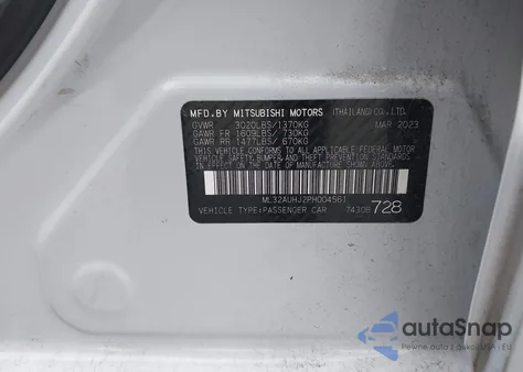 2023 Mitsubishi Mirage Es/Le из США, поврежденный, VIN ML32AUHJ2PH004561